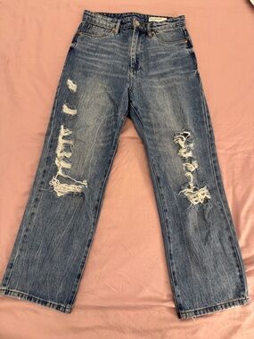 Blank NYC Medium Blue Distressed Flare Jeans
